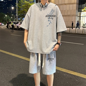 套装！ 华夫格套装短袖T恤短裤男 TZ201-特P 38图片