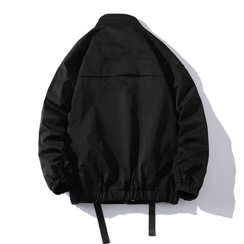 7XL-M大码立领夹克外套男2023秋季新款个性织带休闲宽松上衣控98图片