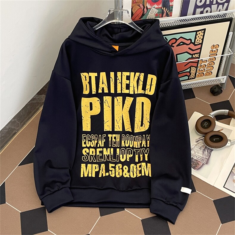 美式复古藏青色重磅卫衣男秋冬款oversize慵懒情侣装欧美,男装卫衣,星座505-2（原电商A260-1)