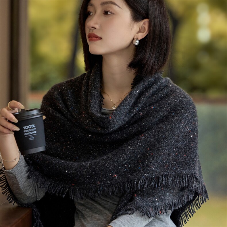 三角形加长七彩点子纱流苏披肩围巾时尚百搭,商品下架区,江帆羊绒
