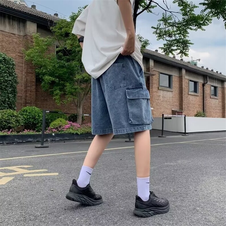 工装牛仔短裤男夏季潮牌痞帅2026新款五分中裤1001-1-D775-P38,男装牛仔裤,星座1001-1