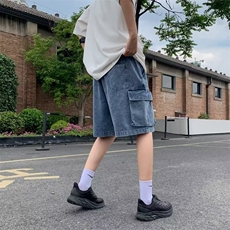 工装牛仔短裤男夏季潮牌痞帅2026新款五分中裤1001-1-D775-P38，男装牛仔裤，星座1001-1
