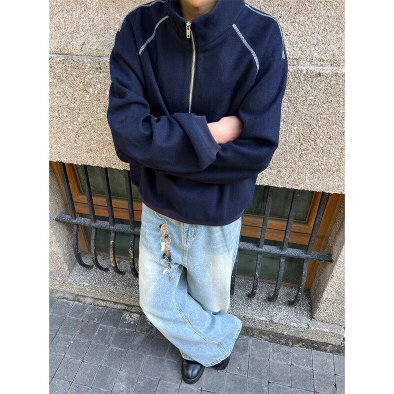 复古面料带纹理重磅高质量肌理半拉链卫衣ZW0115-P55,男装卫衣,星座313A(原308A-2)