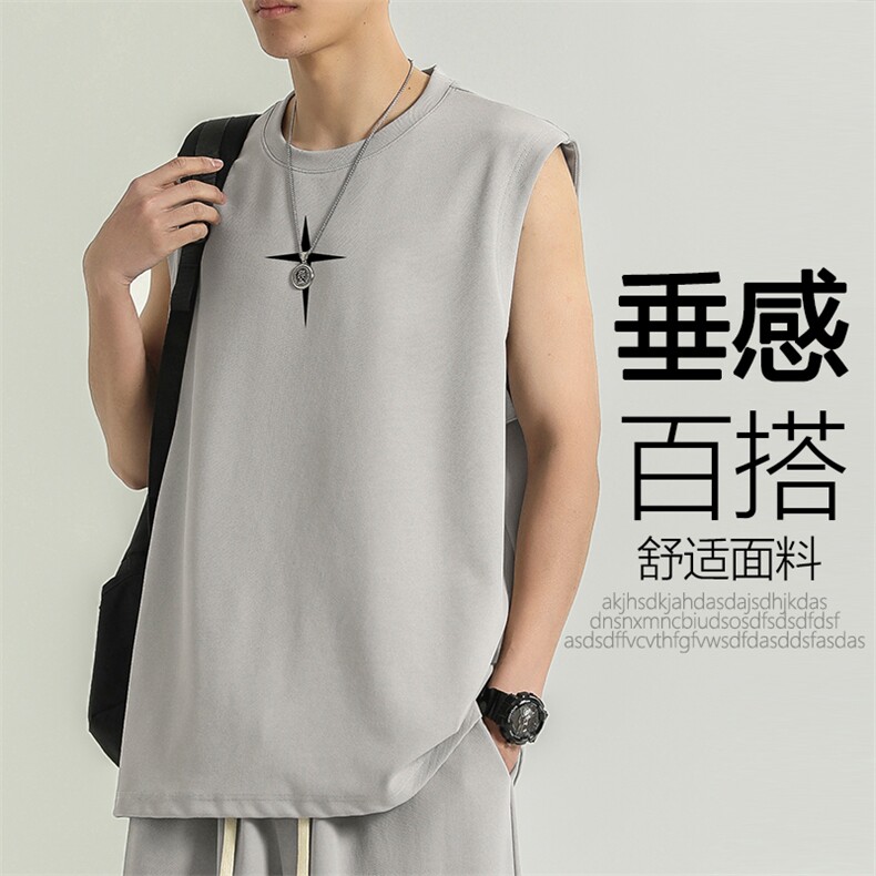 无袖背心夏季潮牌冰丝健身运动坎肩衣服短袖t恤TT386-特批-34图片