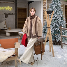 新款现货！冬装皮毛一体羊羔毛外套2C133-8826-P195-K288，女装短外套，2C133