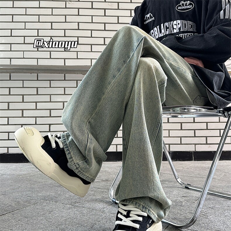 XZ616秋季新款复古弯刀设计感牛仔裤休闲长裤TY2407P65控78,男装牛仔裤,星座512A（原616）