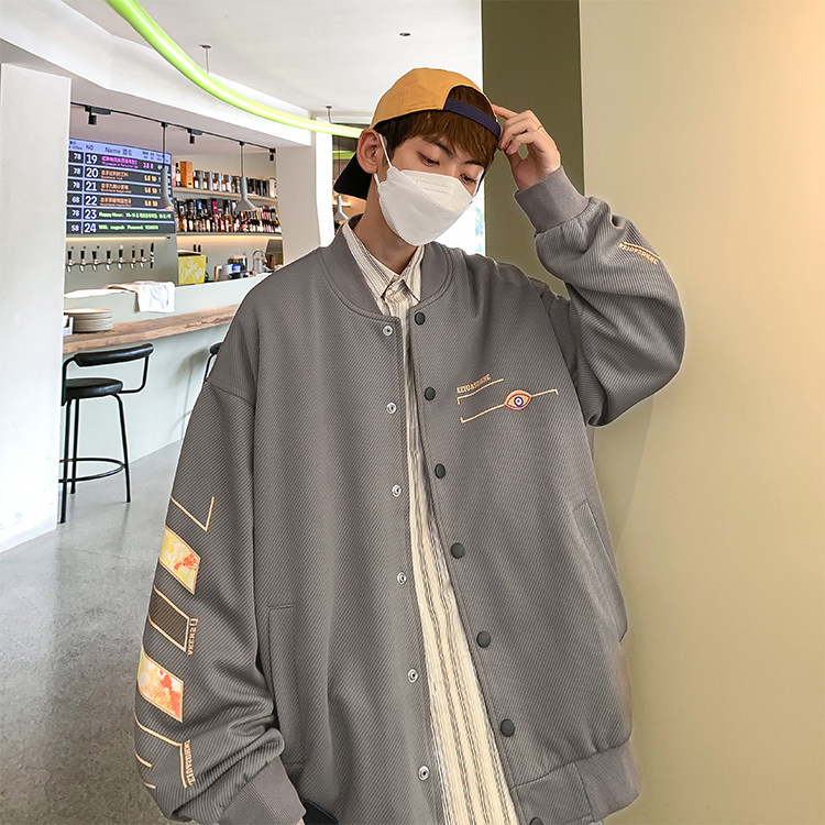 2025秋装新款针织时尚印花男士立领夹克外套棒球服JK836-P80,男装夹克,电商A006