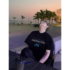 网图美式夏季重磅280克纯棉情侣短袖字母印花T恤221-5/T1104/P35，男装T恤，星座221-5