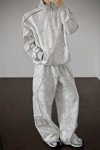 可二开脏脏灰扎染大码M-5XL卫衣WY78064P68卫裤WK78065P68套装图片
