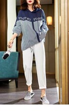 欧货撞色条纹帽衫，其它，依依莱客