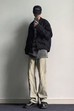 B221美式ins高街暗黑小众个性设计直筒牛仔裤LK23144-P65控88，男装牛仔裤，电商B221