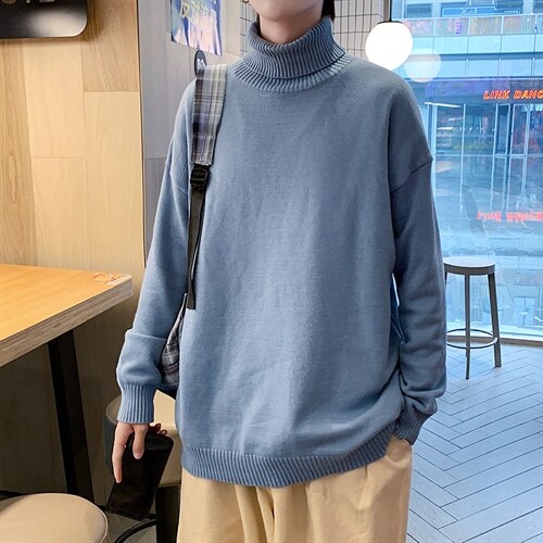 秋冬新款毛衣男2021港风潮流高领针织衫青年上衣A161-2-MJ100-P45，男装针织衫/毛衣，电商A161-2