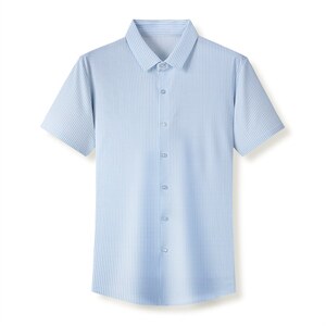 2023夏季新款男装短袖衬衫男中年冰丝高端商务休闲免烫衫衬衣图片