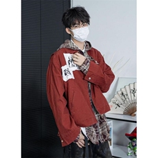 复古拉链夹克男春秋季潮牌高街宽松休闲百搭水洗翻领外套J211，男装夹克，星座1116A（原606A-3）