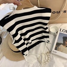 现货夏款垫肩条纹针织，其它，XTZ style