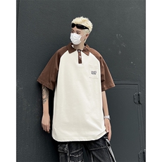 C419-P42日系潮流百搭休闲短袖夏季新款撞色拼接POLO衫男现货，男装Polo衫，星座512-6
