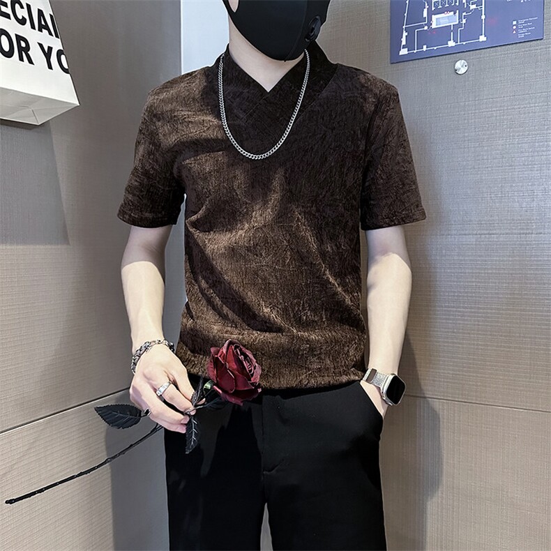 春夏季打底衫男潮流修身短袖T恤社会小伙301C-DT76-P58控78,男装T恤,星座301C（原B323）