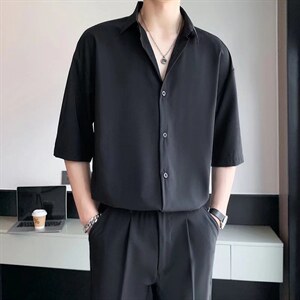 原宿风短袖男简约百搭宽松衬衫港风SC23P32，男装衬衫，星座1116-2