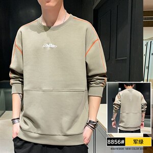 男秋季潮流ins卫衣宽松圆领刺绣印花辑明线休闲卫衣CYWY8856-P30图片