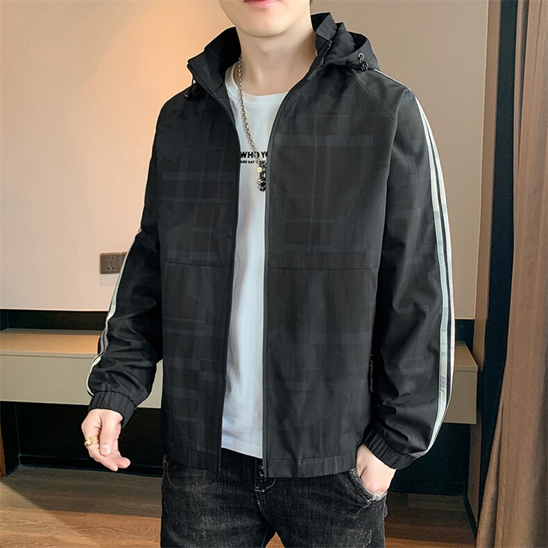 店主风宽松夹克百搭落肩简约连帽两面穿上衣外套YHJK-8817-P60，男装夹克，星座717