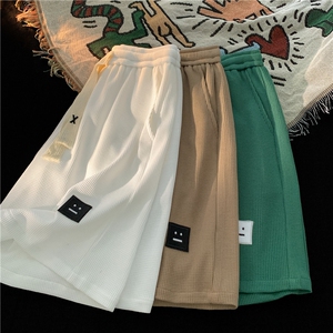 2025春夏新款华夫格笑脸标短裤大码 M~5XL XZ604-DK601-P25控38图片