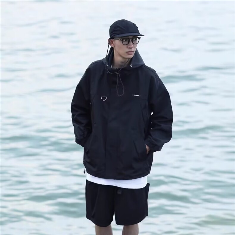 黑色户外冲锋衣外套男春秋季新款防风防水登山服男生休闲工装夹克,男装夹克,星座1210-1