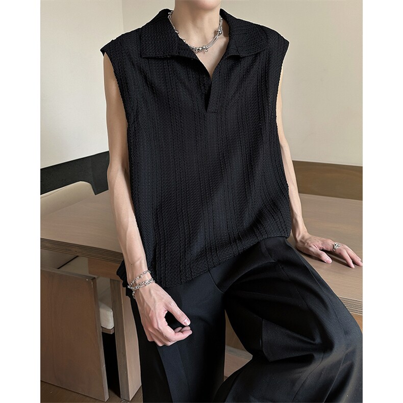 8XL-M夏竖条纹纯棉背心男韩版宽松坎肩休闲运动午休T恤肌理DX333，男装背心/马甲，电商D206-1