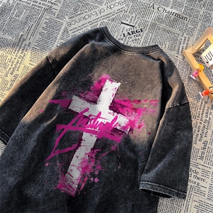 水洗做旧T恤休闲复古青少年男装XZ517A-3-ZJ016T-P38-58图片