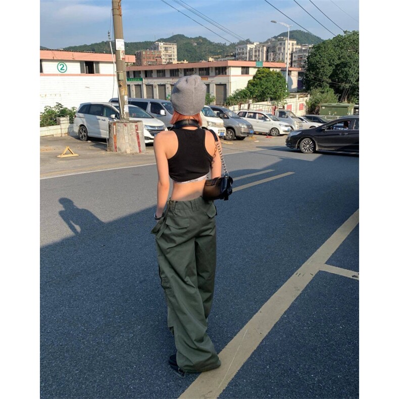 美式嘻哈复古多口袋宽松机能直筒裤降落伞兵工装裤男女休闲裤新款,男装工装外套,四季星座505