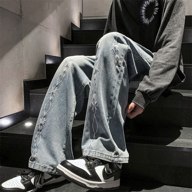 2024早春刺绣重工艺水洗宽松直筒牛仔裤313A-1-NZ026-P65控78,男装牛仔裤,星座808A-1