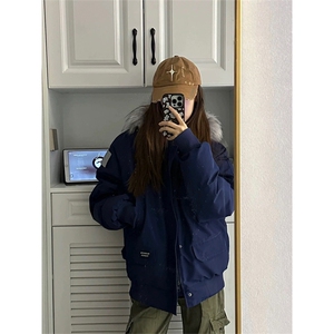 网图有货 工装派克棉服外套女冬季加厚毛领棉袄男 A139-P105图片