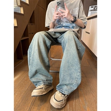 复古蓝弯刀牛仔裤男M-4XL直播品质P65控88，男装牛仔裤，电商B219B