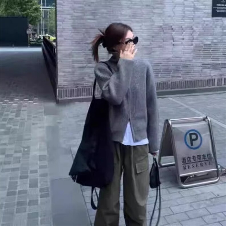 打底衫女秋冬内搭半高领拉链保暖长袖羊绒针织毛衣,女装羊绒衫,琳华羊绒