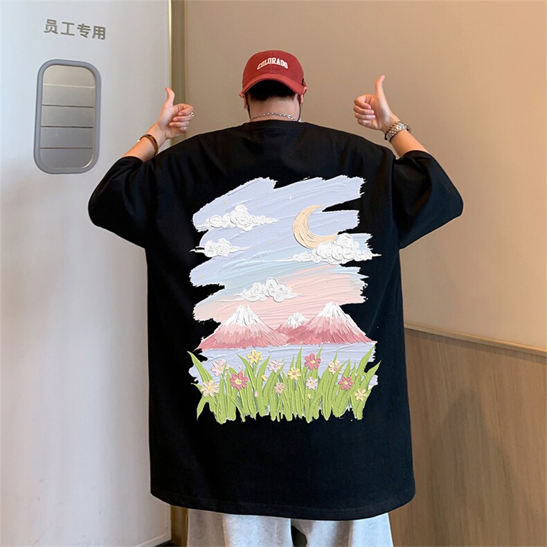 ！纯棉重磅220克夏季男士印花短袖T恤QT707-T233-P25,男装T恤,星座617B