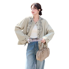 现货26春新品小清新短款风衣外套送丝巾2B153-7001-P155-K248，女装短外套，2B153