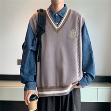 佐藤高校制服背心针织衫秋季新款大码学院风马甲毛衣，男装背心/马甲，星座1013