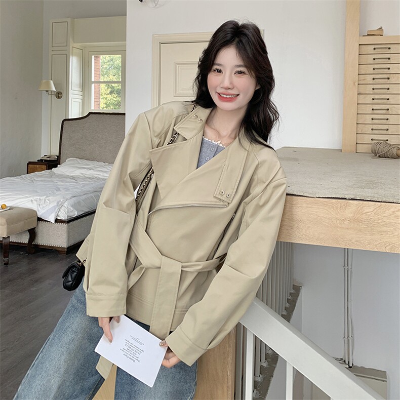 明星同款气质短款外套女春秋2025新款英伦风设计感小个子时尚风衣,女装短外套,浙宝220