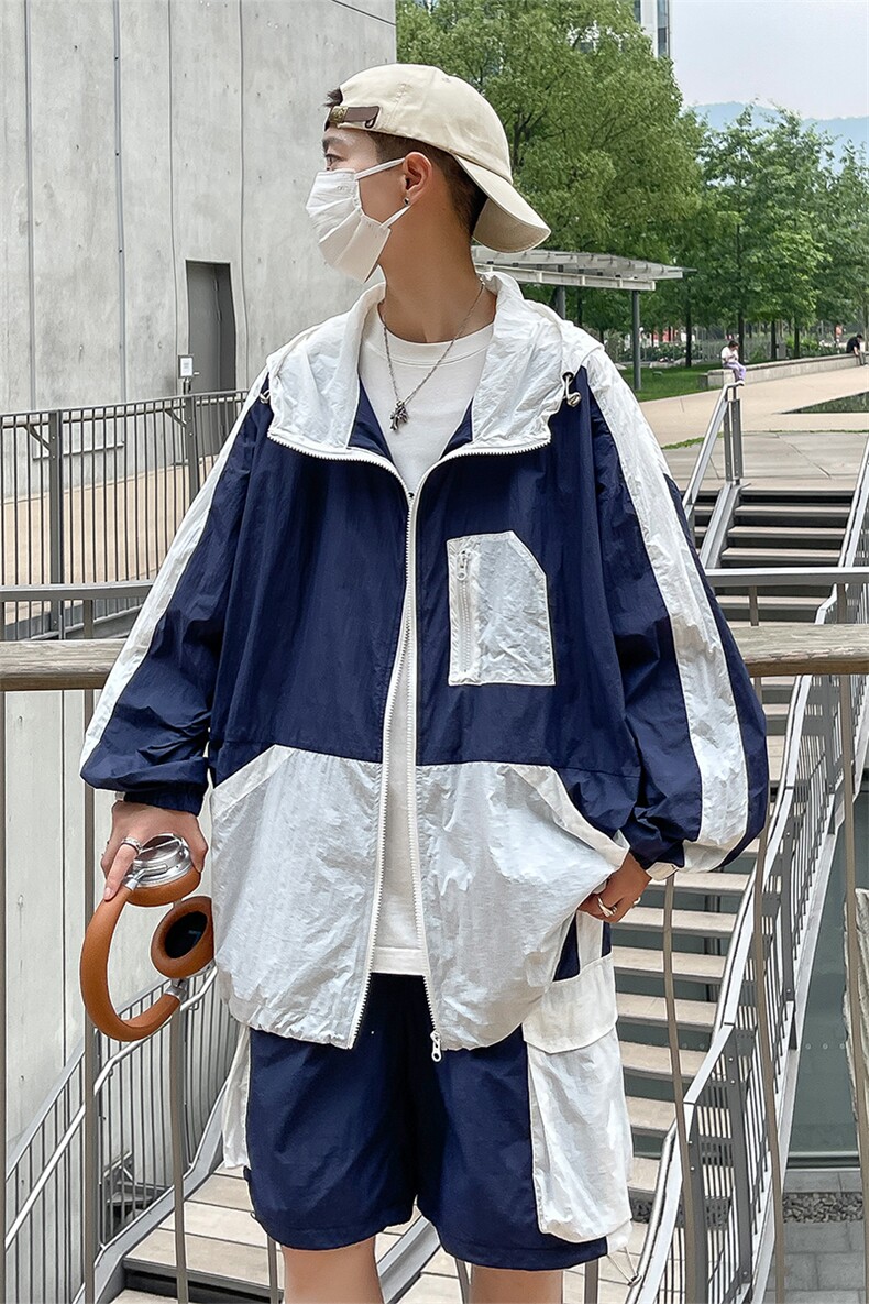 夏季夹克衫防晒服套装运动风撞色时尚防晒衣男XZ514-2-1610-P98,男装防晒衣,星座514-2(原B239)