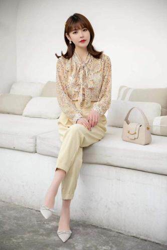 【现货】春夏新款花边衬衫配西装裤，女装衬衫，笑思源