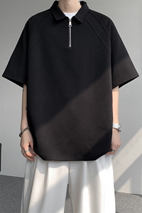 8XL-M半拉链t恤短袖POLO衫男款夏季美式翻领宽松大码半袖DT008P45图片