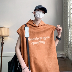 麂皮绒连帽背心坎肩男T恤美式港风JLB3032-P30控48图片
