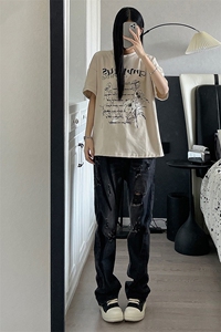 B221 美式ins高街小众个性男女破洞牛仔裤 LK23001-P65 控88图片