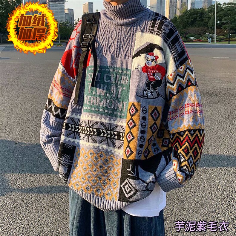 1506-1/MA146-11/P65秋冬季新款圣诞毛衣男女港风复古慵懒风宽,男装针织衫/毛衣,星座1506-1