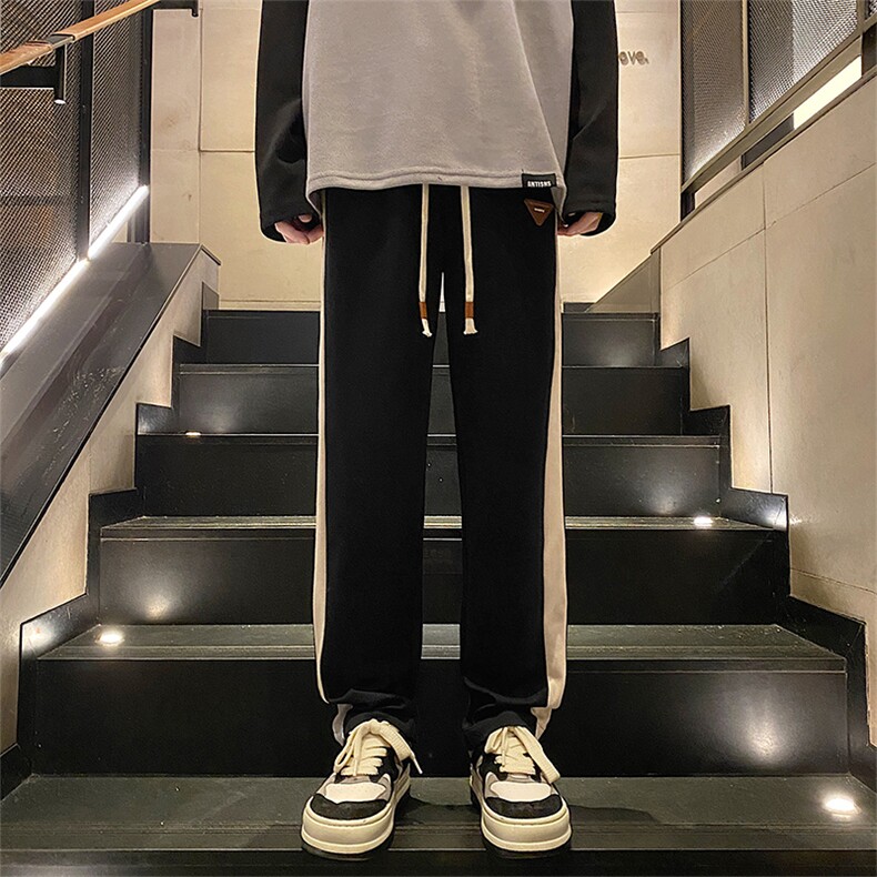 春季新款裤子男美式高街阔腿运动长裤宽松直筒休闲裤K0303-P43,男装休闲裤,星座308B-2