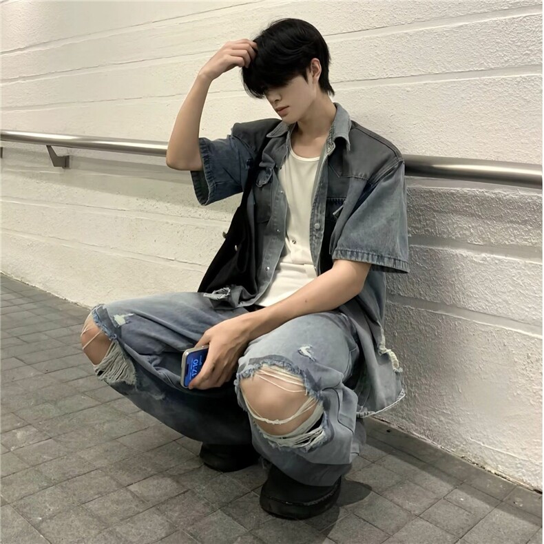 DG620-特P58破洞牛仔裤男直筒拖地裤春夏季裤子男-网图现货,男装牛仔裤,星座603-2