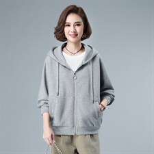 2022年春季新款潮长袖卫衣女连帽衫韩版宽松显瘦短外套女士开衫棉，女装卫衣/绒衫，简韵佳