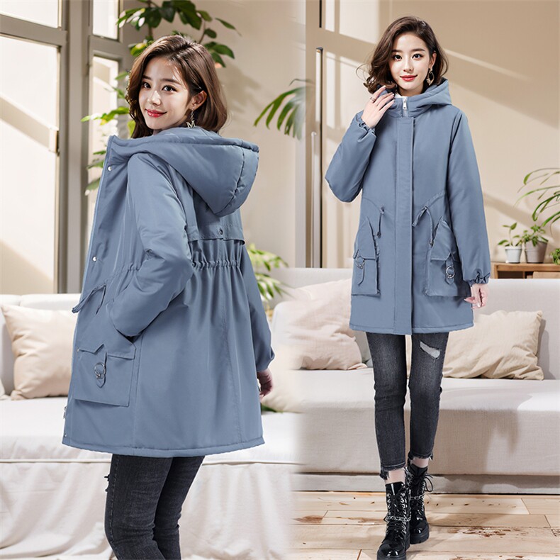 秋冬舒适中长款休闲贴身女款气质纯色个性,女装棉衣/棉服,曼沙奕珂