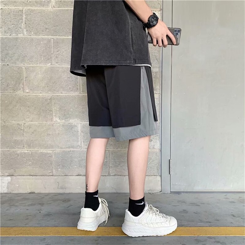 夏季五分短裤男港风宽松直筒休闲假两件休闲运动裤韩版DK633-p25,男装休闲裤,星座1008