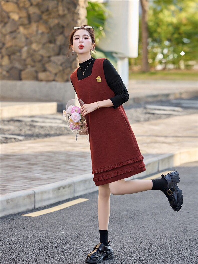 韩系高级感马甲+针织打底衫套装女2026春装新款两件套裙,女装套装/套裙,涵墨