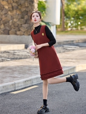 韩系高级感马甲+针织打底衫套装女2026春装新款两件套裙，女装套装/套裙，涵墨